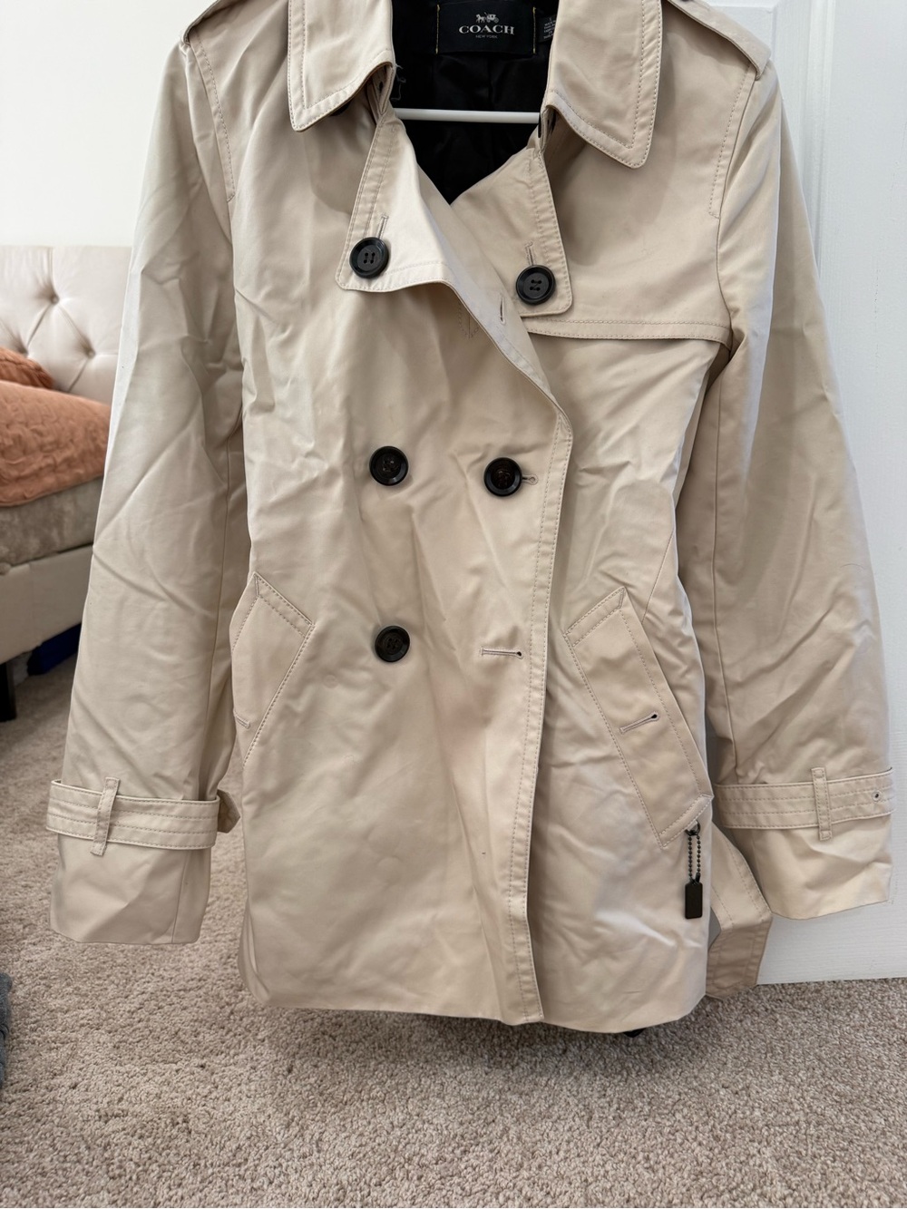 Coach Beige Double-Breasted Trench Coat